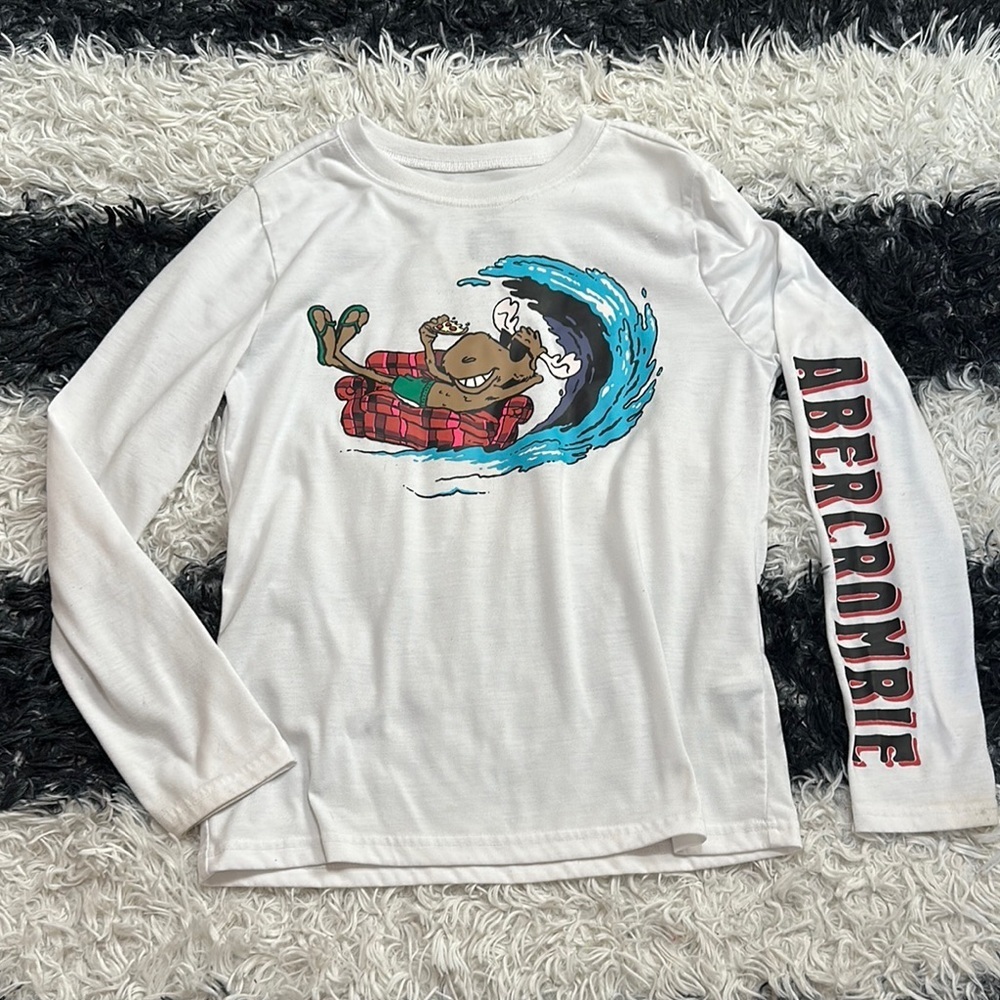 Abercrombie Kids White Long Sleeve Shirt, Pajama Top, Sz 11/12